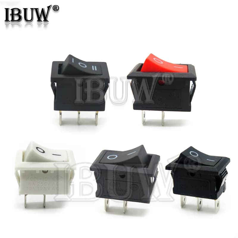 10 pz interruttore a pulsante 10x15mm 15x21 2pin 3pin 3A 250V KCD11 Snap-in On Off barca interruttore a bilanciere 10MM * 15MM nero rosso bianco SPST