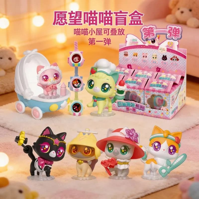 Nuovo Originale Disponibile - Blind Box Serie Gatto Meow Meow Wish Vol.1 - Ornamento da Scrivania a Forma di Gatto Carino da Collezione - Regalo di Compleanno per Ragazze