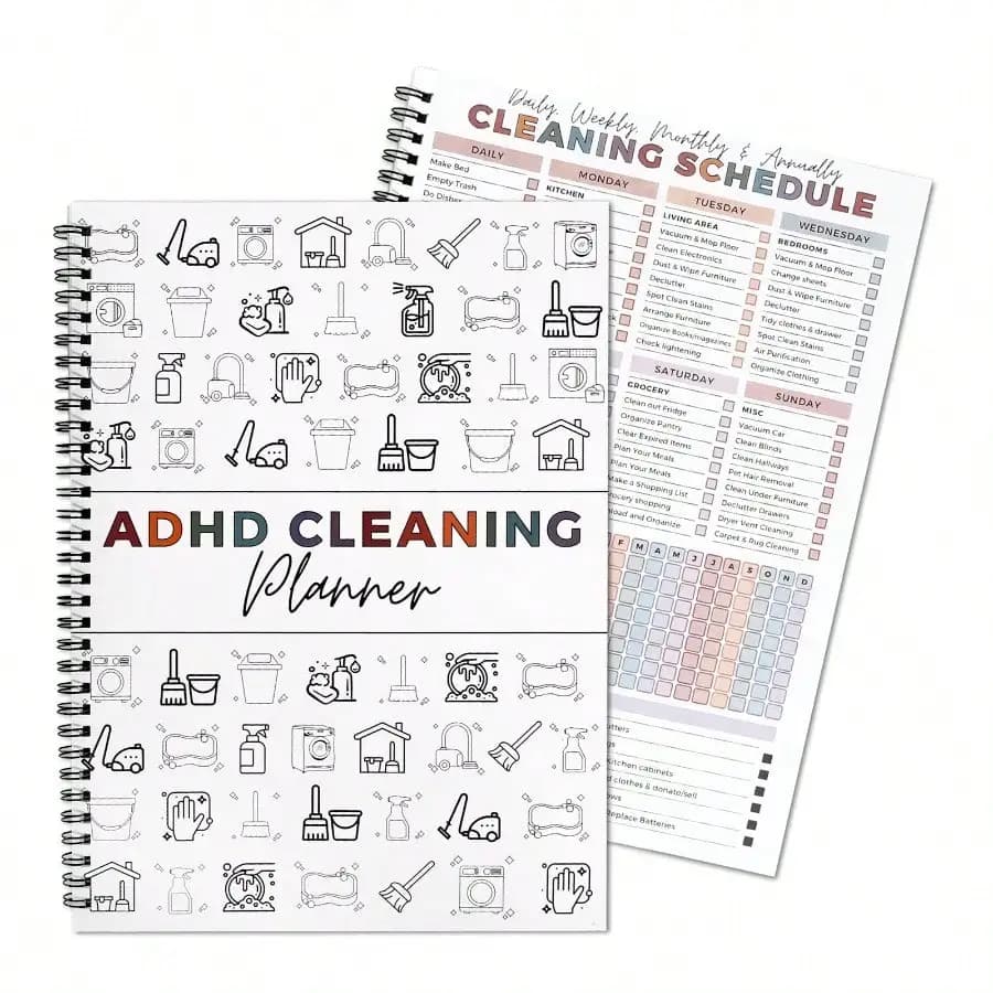 ADHD Management Agenda for Adults, Women and Teenagers - Domestic Activity Table, Organizing Board with Daily Control List/week/Mensile