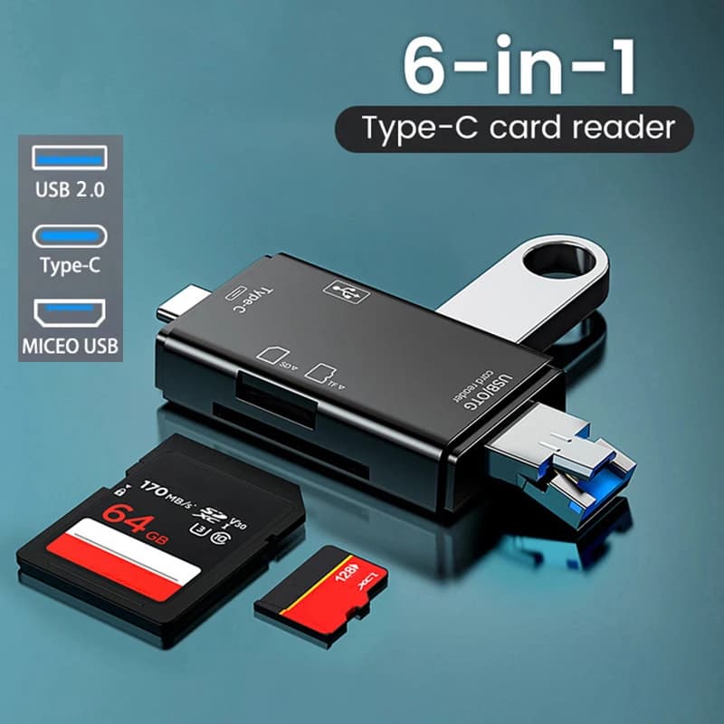 Lettore di schede OTG SD TF Adattatore di trasmissione ad alta velocità 480Mbps Adattatore per unità flash USB Tipo C Lettore di schede micro USB 2.0