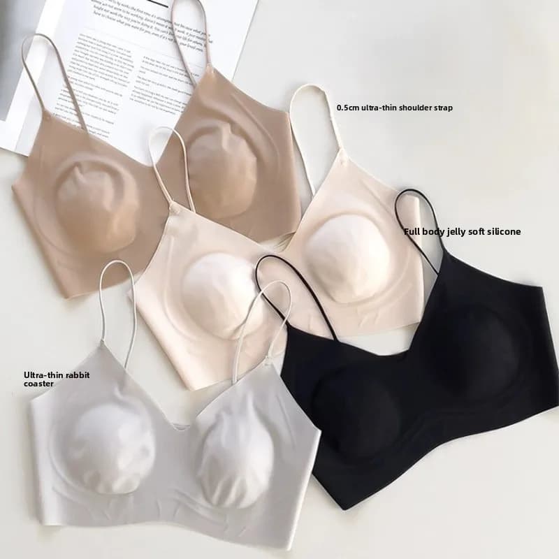 Foundation Liquid Thin-Strap Bra for Women, Super Thin Summer Bra, Makes Large Busts Look Smaller, Breathable and Seamless