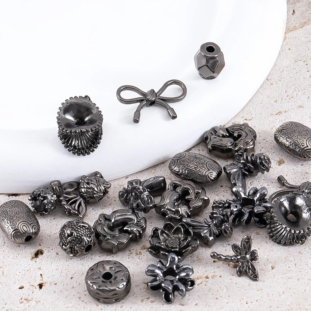 5 pezzi multi-forma Gunblack perline distanziatrici in lega stile gotico scuro perline separatore fai da te per bracciale creazione di gioielli materiale
