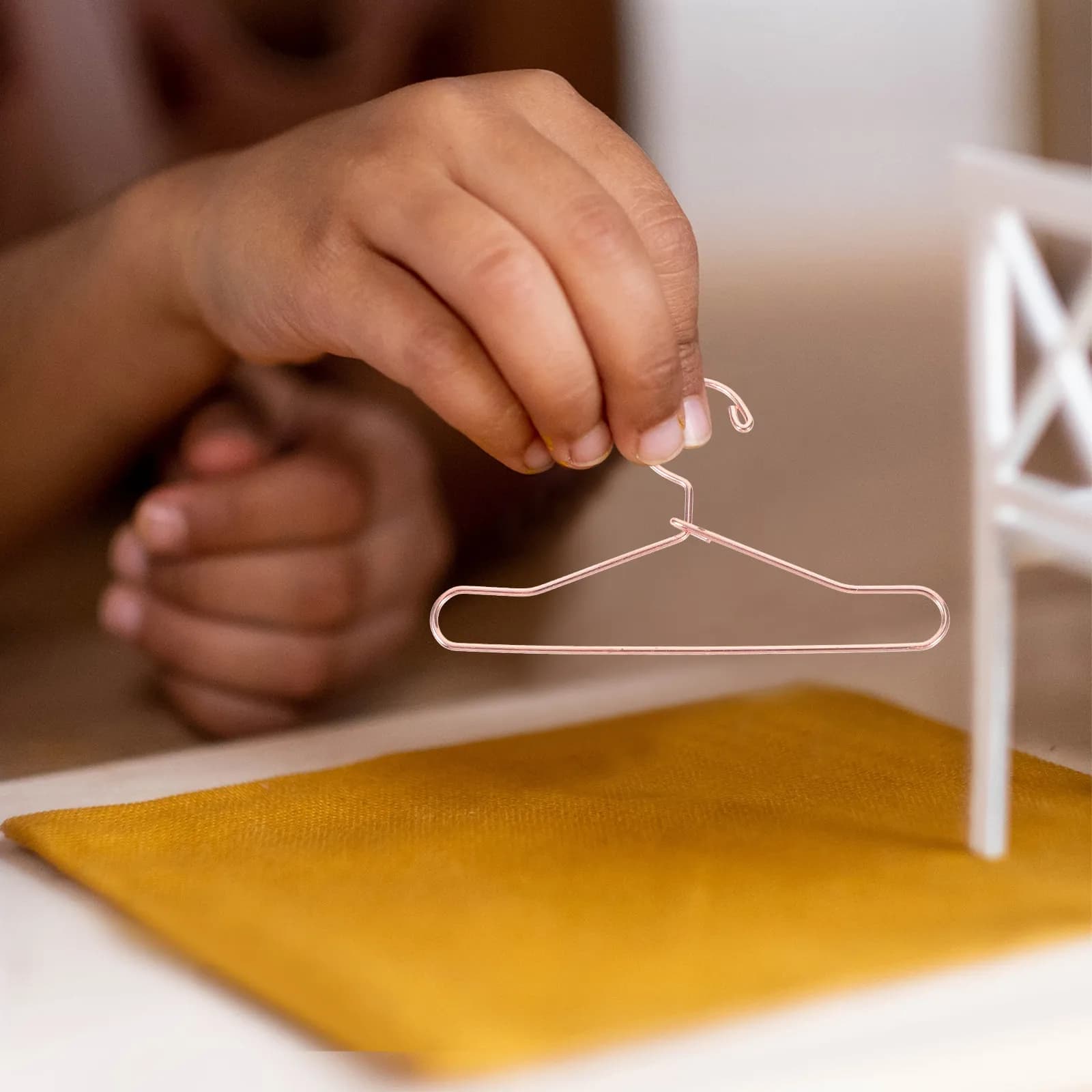 10 Pieces Metal Hanger Delicate, Miniature for Clothes, Pink Gold Color