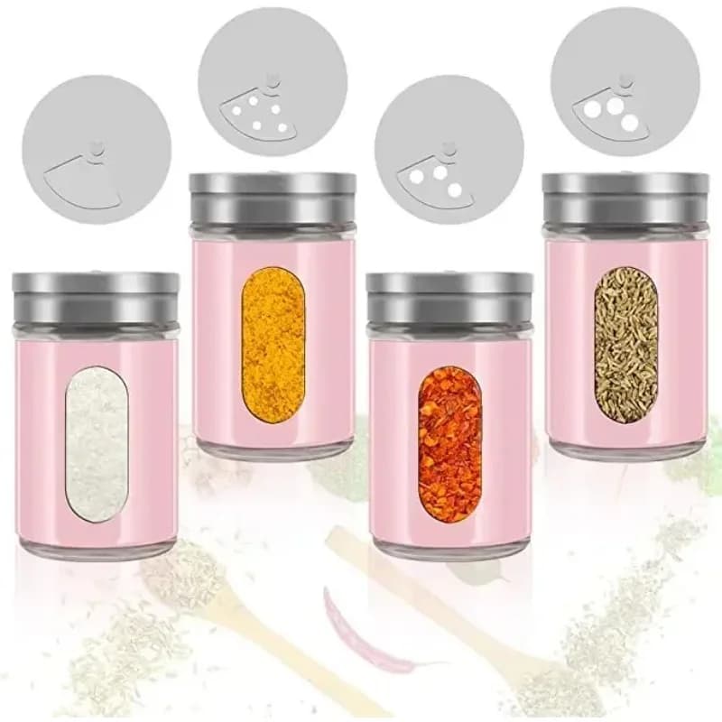 2 PCS Stainless Steel Seasoning Bottle Set with Porous Rotating Lid Outdoor Barbecue Peppercorn Seasoning Bottle Kitchen Tools