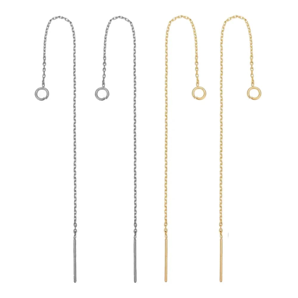 10 pezzi 60/80/100mm fili per orecchie ipoallergenici in acciaio inossidabile con anello per gioielli fai da te nappa orecchini a catena lunga che fanno forniture