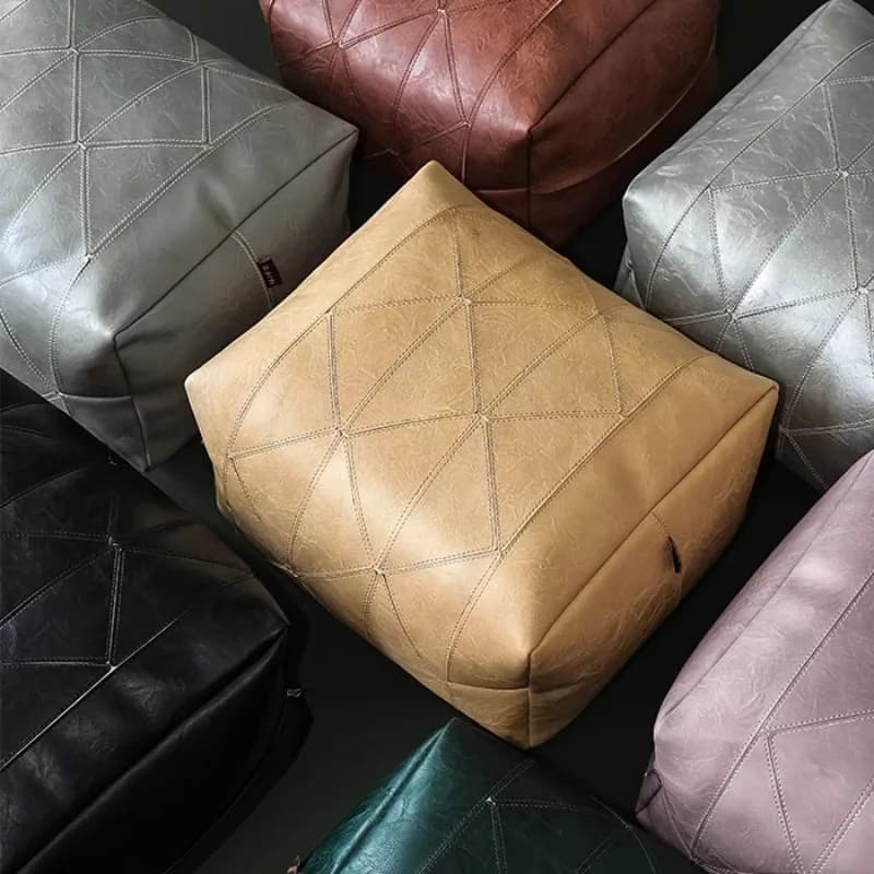 Moroccan Leather Meditation Cushion Handmade Embroidery Crafts Footstool Unstuffed Ottoman Cover Footstool Yoga Floor Futon