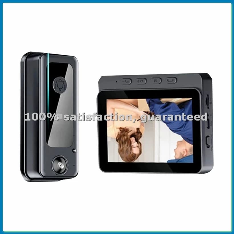 Campanello Video Intelligente Wireless, Telecamera di Sorveglianza Interna, Telecamera Spioncino, Monitoraggio Antifurto per Porte, 3 Pollici-ABVK