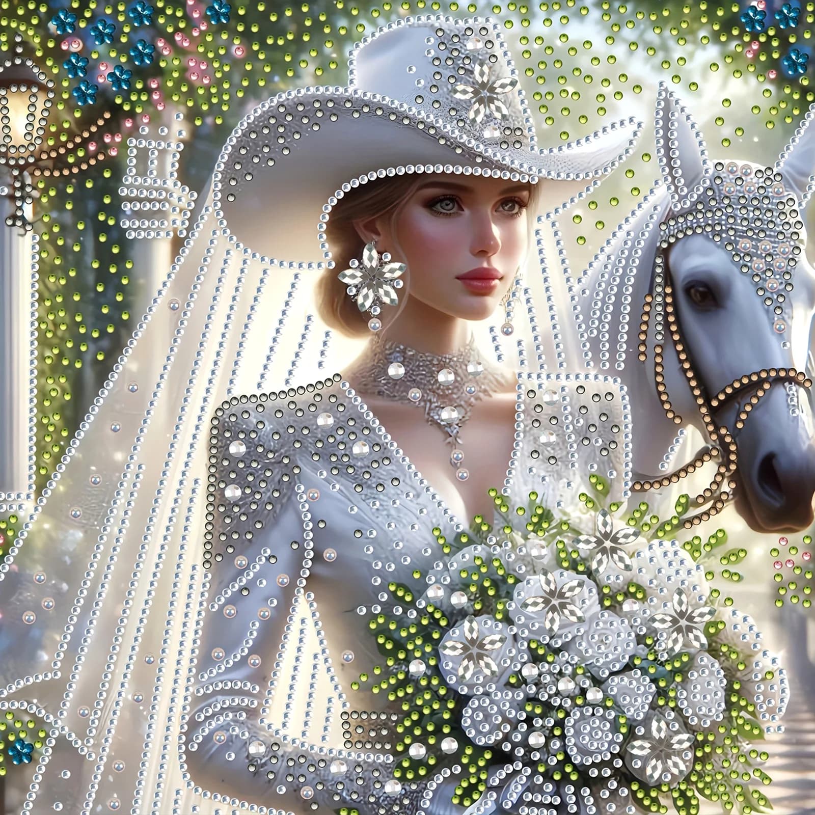 Kit di pittura artistica con diamanti a forma speciale sposa per principianti adulti, kit di forme speciali con diamanti in cristallo per regalo di decorazione della parete di casa