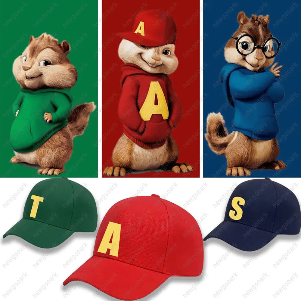 Alvin and The Chipmunks Berretto da baseball regolabile rosso Unisex S/P Film Promo Geek Animation Graphic A/S/T Cappelli da sole Donna Uomo