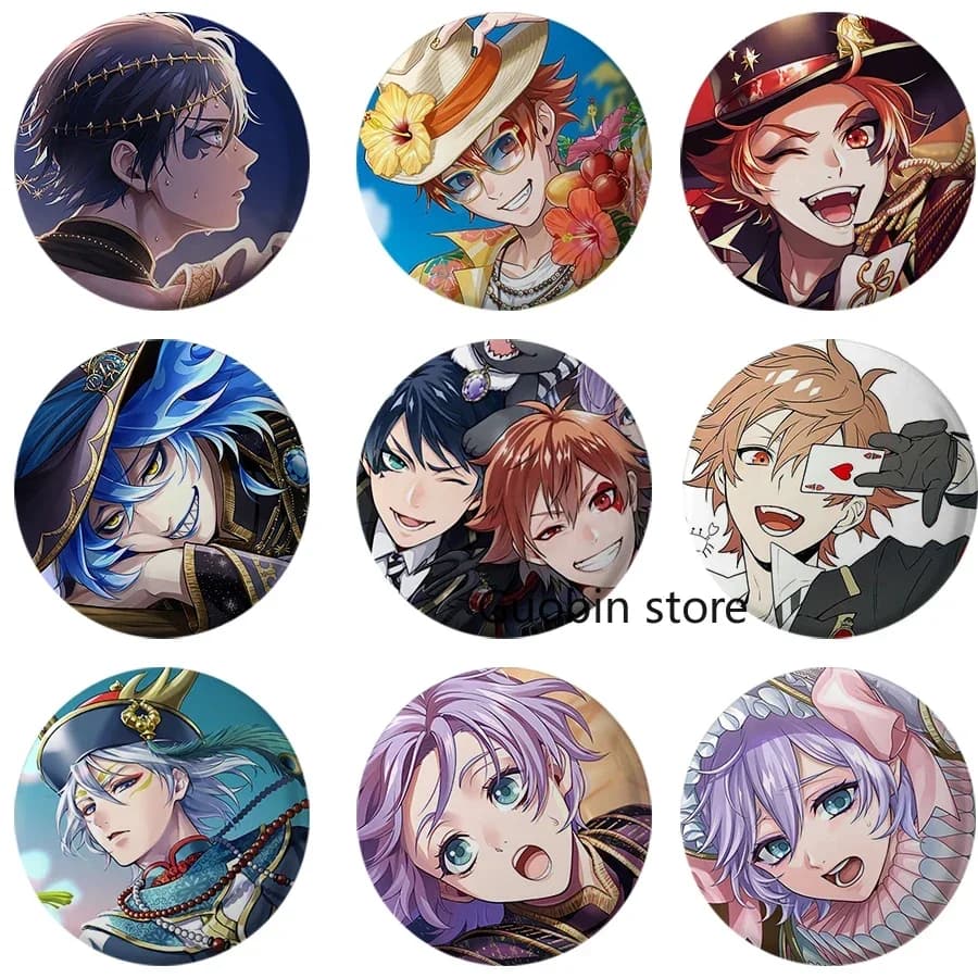 58mm Pop Game Twist Wonderland Button Pin Creativo simpatico personaggio anime Distintivo artistico per la decorazione dello zaino Collezione di fan Regalo