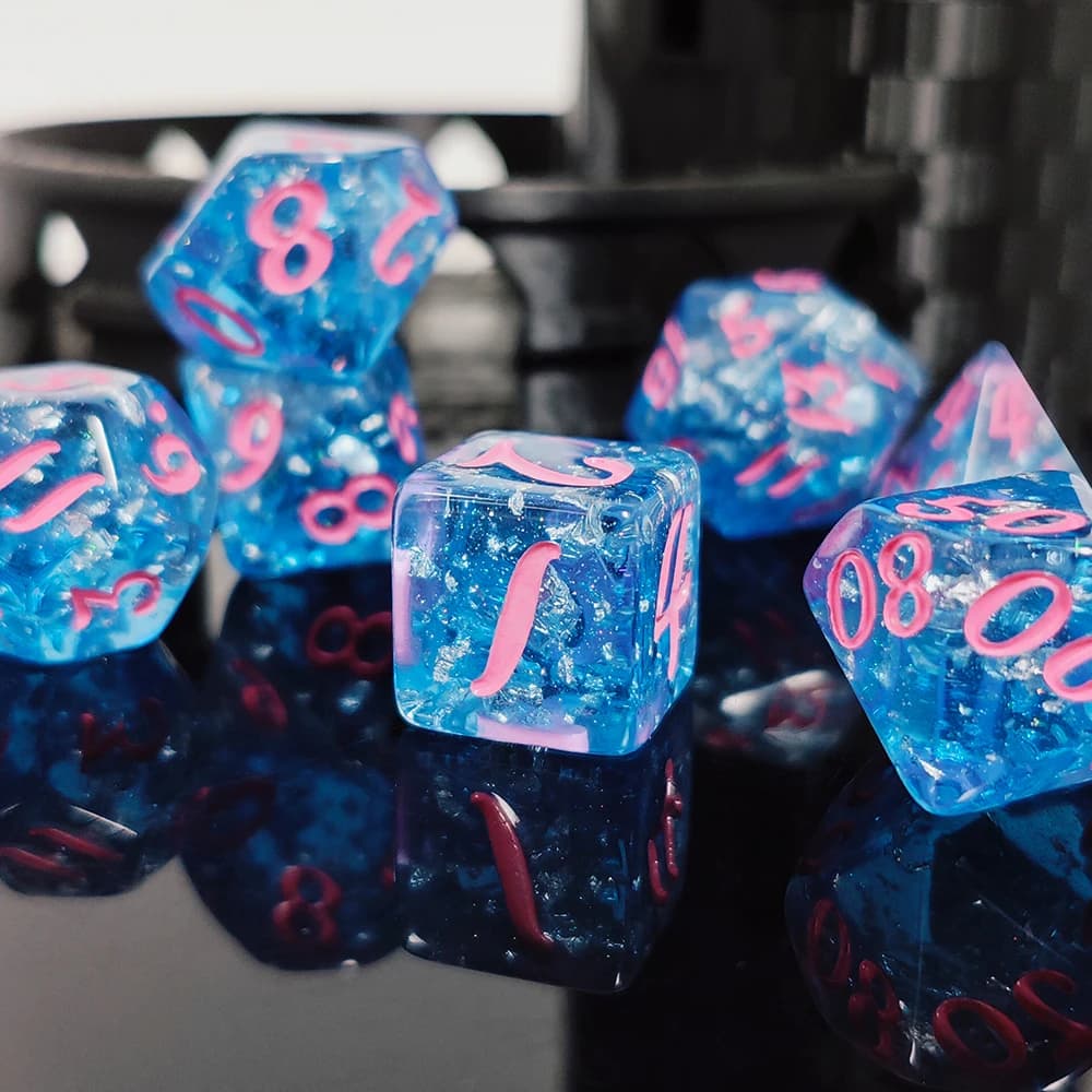 7 Pz/set Set di Dadi in Resina di Colore Blu Giochi da Tavolo Popolari per DND RPG Giochi da Tavolo Set di Dadi Giocattoli per Bambini Intrattenimento Domestico Set di Dadi