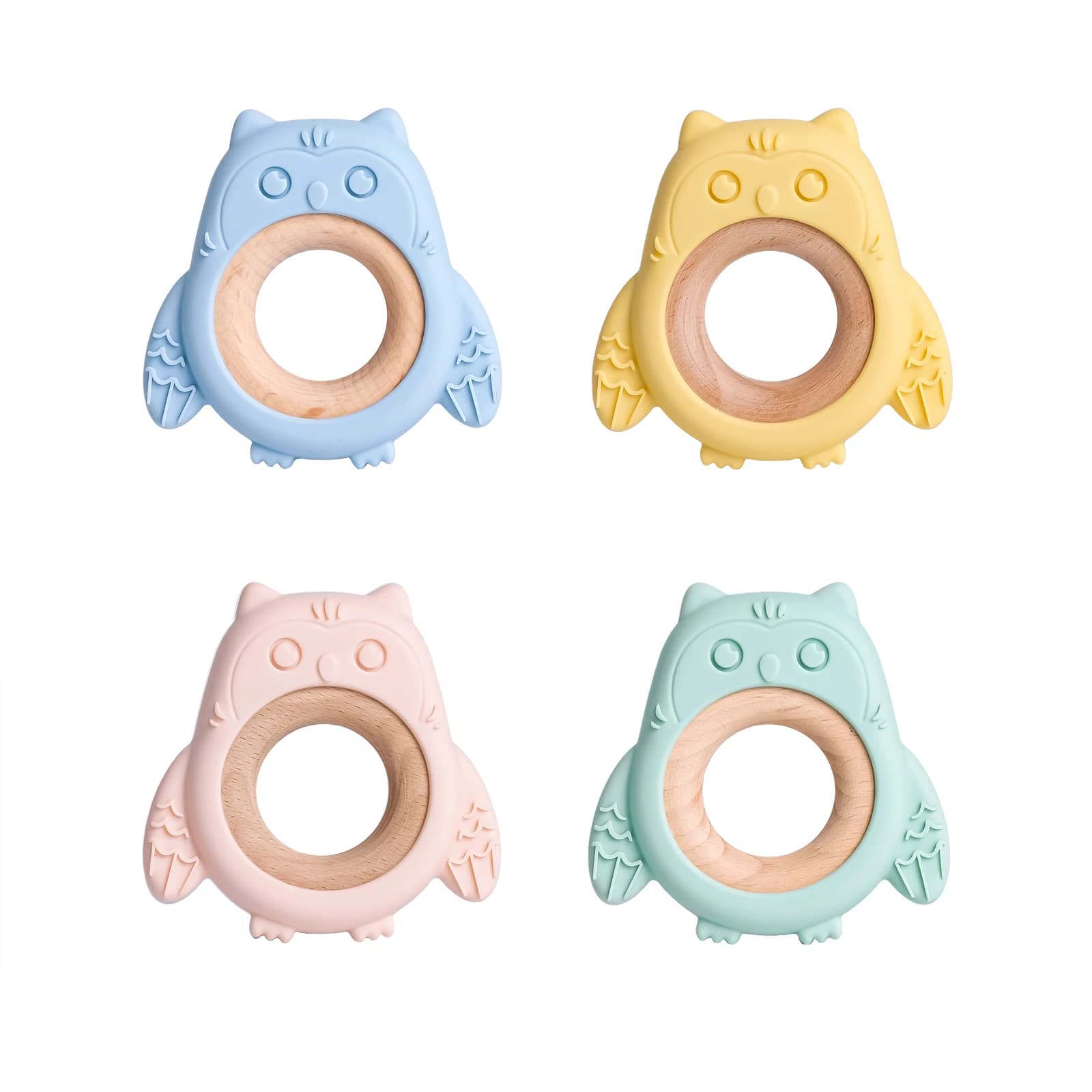 TYRY.HU 1 pz Del Bambino Del Silicone Massaggiagengive Del Fumetto di Forma di Gufo Anello di Legno Dentizione Giocattoli Infantile Da Masticare Giocattolo di Cura Neonato Denti Molare