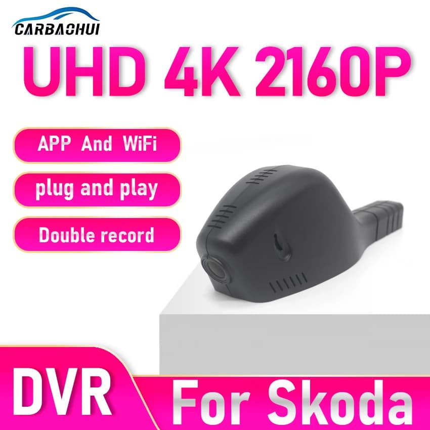 Dash Cam 4K 2160P, Registratore Video per Auto, Telecamera DVR per Skoda Kodiaq Octavia A7 A5 Rapid Fabia Superb Karoq Yeti
