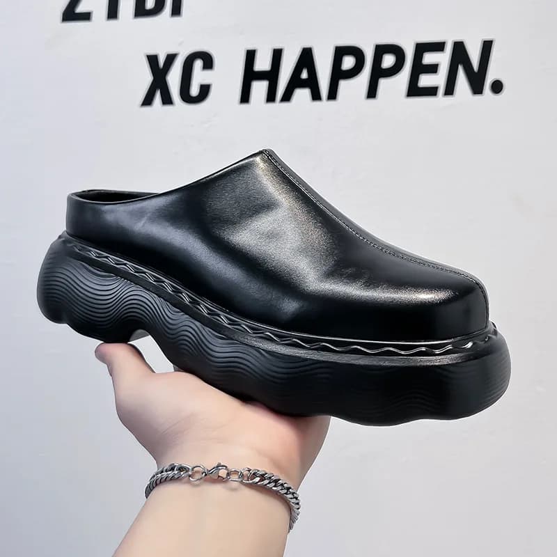 Super Hot Celebrity Thick Bottom Men's 2025 Heightening Slippers Popular Outer Wear Bag Head Half Slippers for Men
