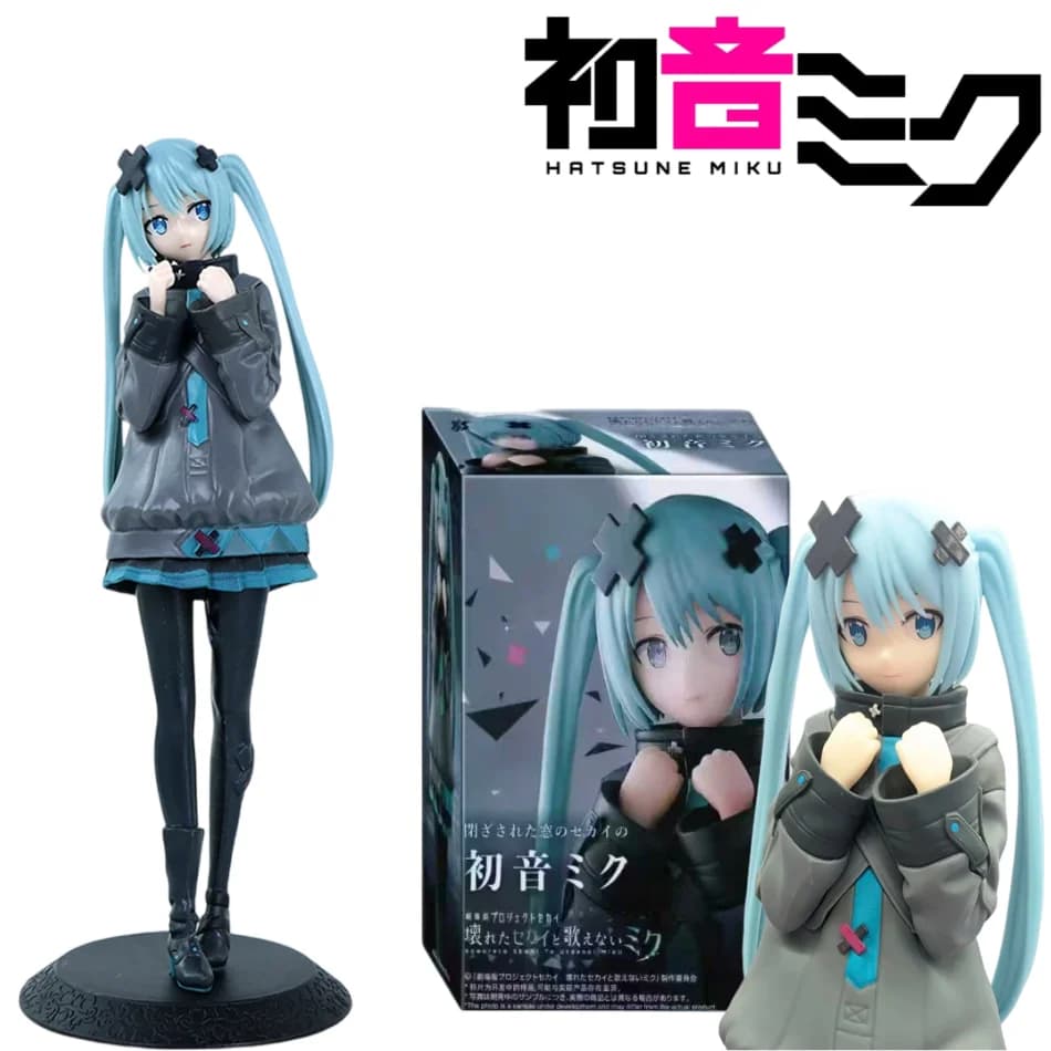 Nuovo in Stock Hatsune Miku In A World With Closed Windows Action Figure da Collezione Anime Kawaii Miku Modellini Giocattolo Regali di Natale
