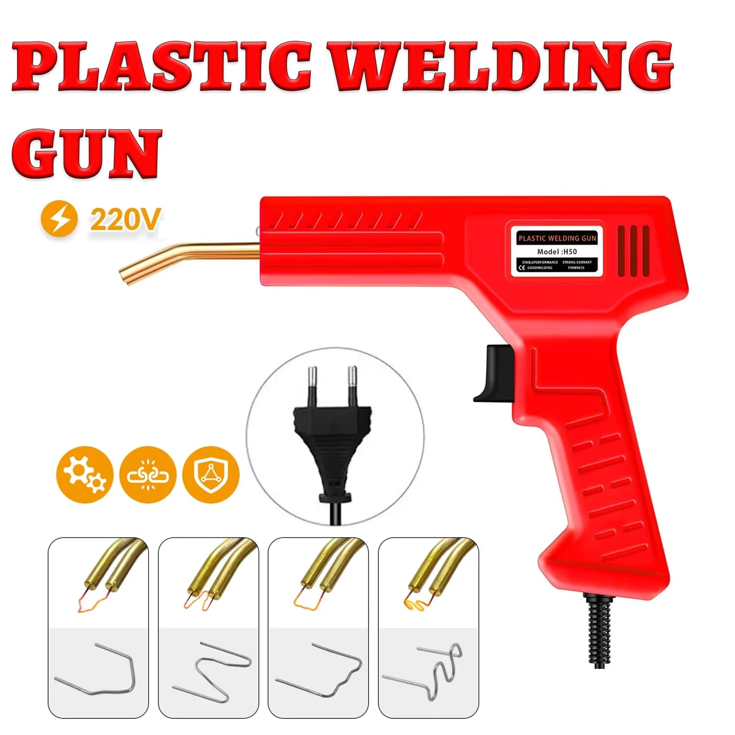 50W Plastic Welding Machine 2 in 1 Hot Stapler Car Bumper Kayak Repair Kit 4 Types Staples EU Plug DIY