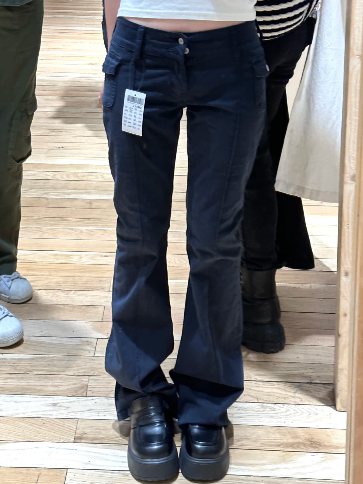 Pantaloni a Zampa d'Elefante in Cotone con Effetto Snellente, Vita Bassa Elastica, Jeans Casual a Gamba Dritta per Donna, Moda Estiva