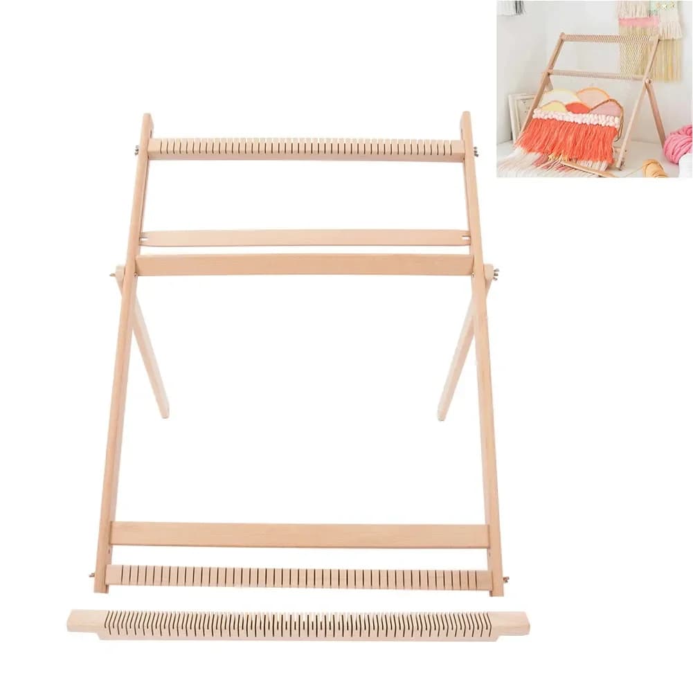 Adjustable Weaving Frame Solid Wood Blanket Scarf DIY Loom Sewing Machine