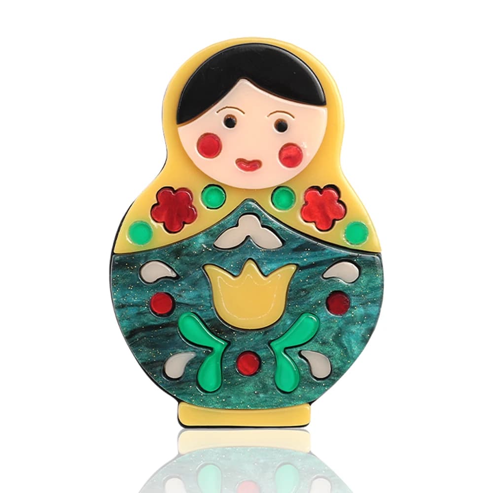Cute Acrylic Lasso Doll Splicing Brooches for Women Unisex Adorable Colorful Cartoon Doll Badge Pins Clothes Backpack Accessory