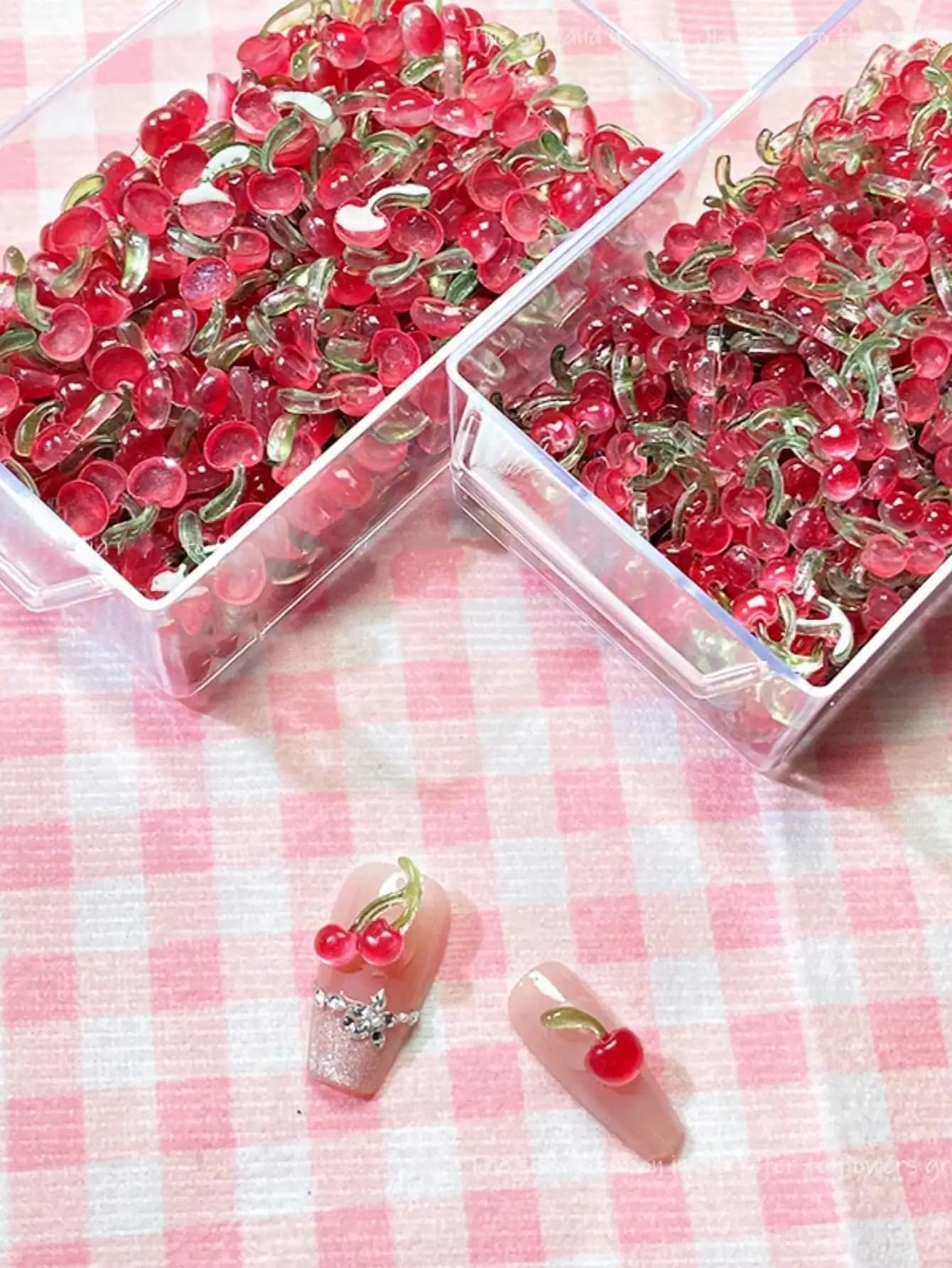 20/40/50/100 Pezzi Mini Ciliegie 3D per Nail Art, Accessori in Resina Fai-da-Te, Stile Semplice Instagram
