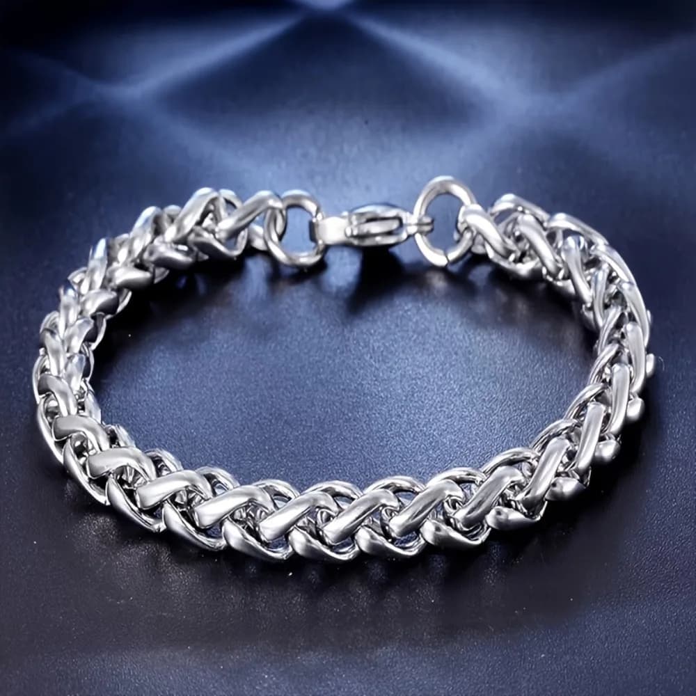 1 braccialetto a catena in acciaio inossidabile con design a osso di drago, elegante design minimalista a maglie, resistente allo sbiadimento, gioielli unisex per tutti i giorni, casual, per feste e vacanze, regalo perfetto di Natale e San Valentino per uomini e donne