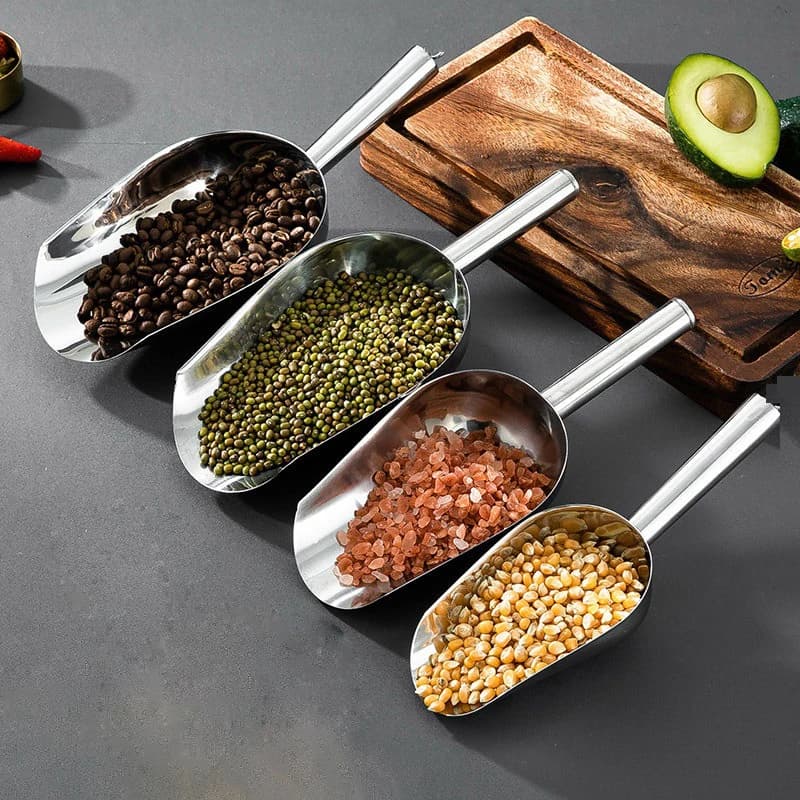 Paletta per pala di ghiaccio a 4 dimensioni chicchi di caffè multifunzionali in grani Bar Cube cucchiaio per alimenti caramelle farina di noci Scooper accessori da cucina