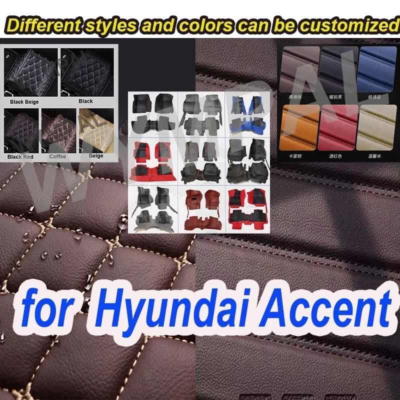 LUXURY Car Floor Mats For Hyundai Accent Verna Super Pony Brio Dodge Attitude MC MK3 2006~2011 Leather Mat Rugs Carpets