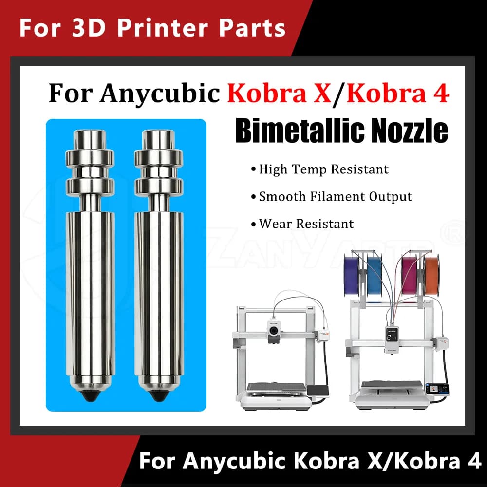 Bimetallic Nozzle For Anycubic Kobra X Kobra 4 Anti-Abrasion For Carbon Fiber PLA PETG ABS Filament High Precision