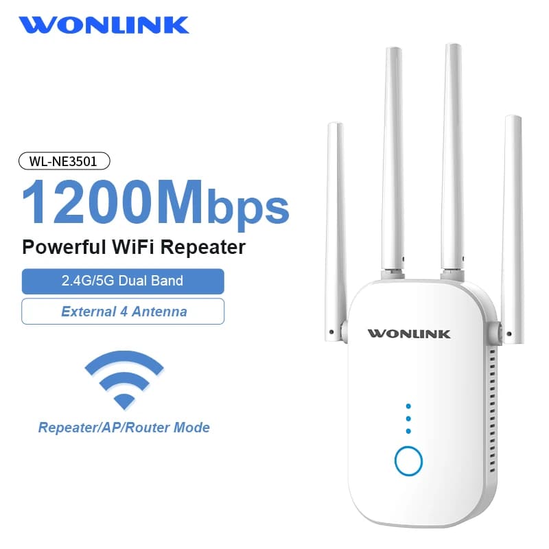 Wonlink 1200Mbps Ripetitore WiFi Dual Band 2.4G/5GHz lungo Wireless WiFi Ripetitore di Segnale Amplificatore Router/AP Per la casa