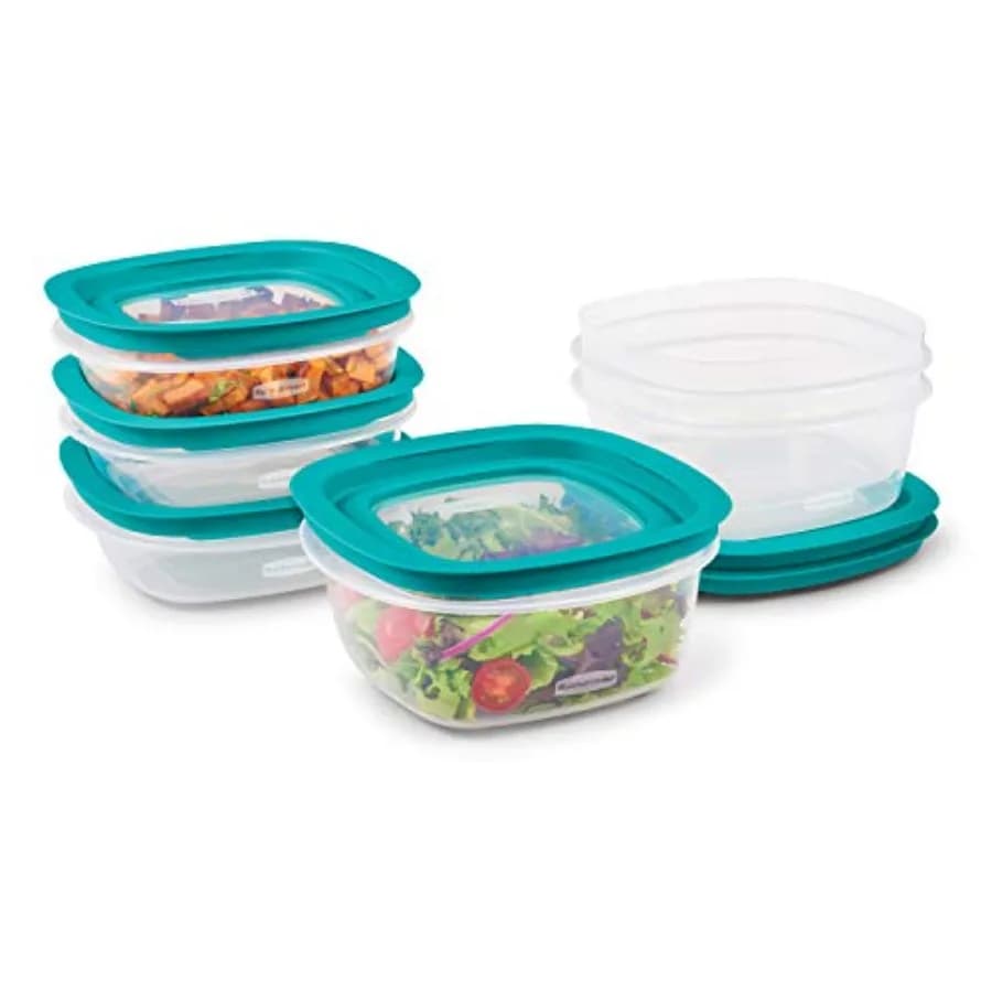 Set di Contenitori per Alimenti EasyFindLids con Coperchi a Pressione e Blocco Ermetico per Preparazione Pasti