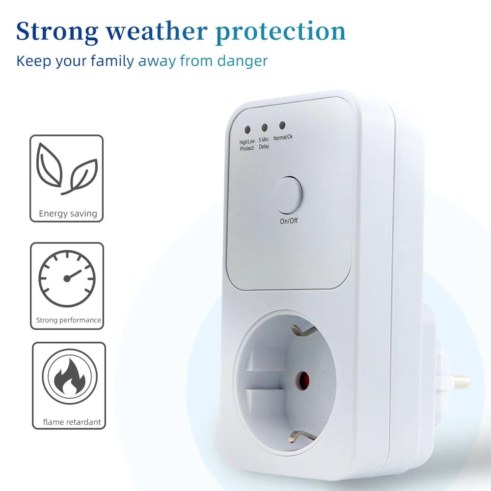 Protezione automatica della tensione Presa Switcher AC 220V Protezione sicura contro le sovratensioni Presa europea Protezione sicura per il frigorifero