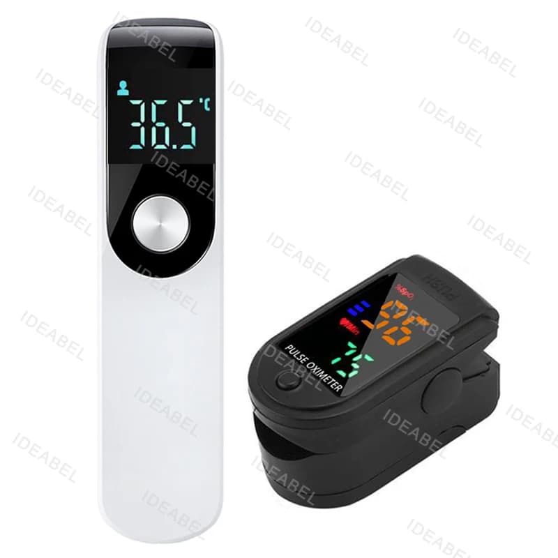 Household Infrared Thermometer Digital Non Contact LCD Laser Thermometer Tool Handheld IR Temp Pyrometer Finger Pulse Oximeter