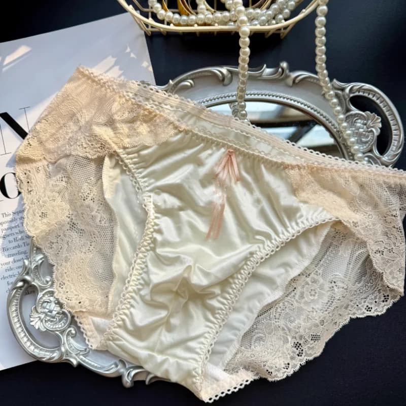 Intimo Sexy da Uomo in Pizzo e Raso, Lingerie Trasparente di Lusso in Seta Ghiaccio, Mutandine Traspiranti Senza Cuciture, Stile Principessa Carino, Lingerie per Feste Sissy
