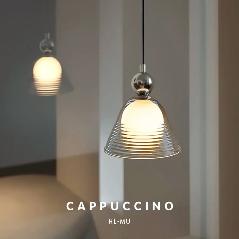 Lampada a sospensione in vetro al tramonto Bauhaus moderna e minimalista per balcone, bar, sala da pranzo, camera da letto, scrivania da studio, apparecchio di illuminazione a testa singola