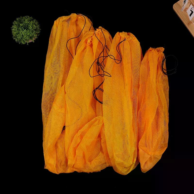 Borsa per rete da pesca in nylon Porta di rete crittografata gialla senza nodi da 0,5 mm Rete a rete durevole ad asciugatura rapida per piccoli pesci vivi