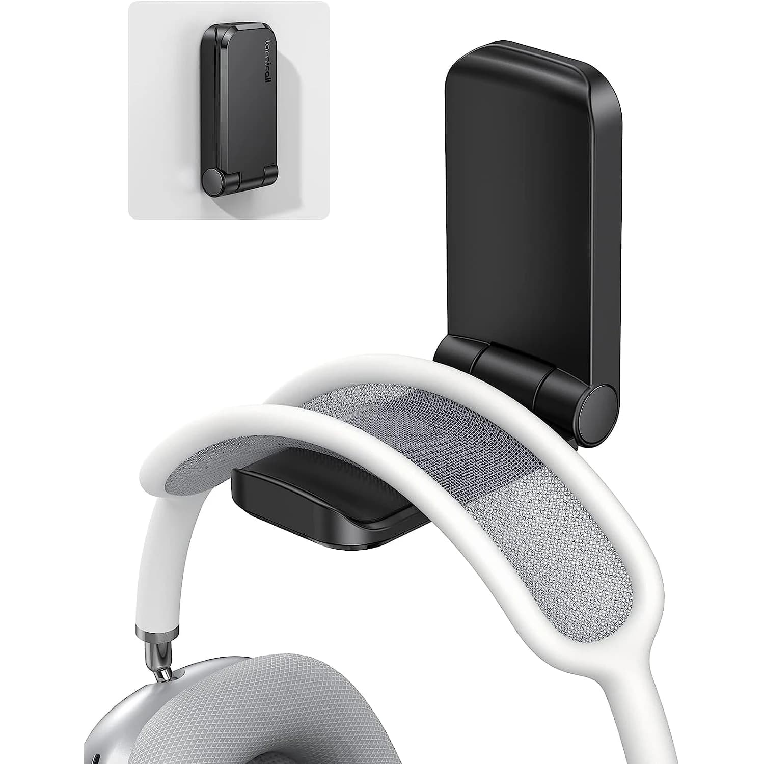Piccolo supporto per cuffie sospeso Supporto con gancio pieghevole Accessori per giochi per computer Adatto per dormitorio scolastico Home Office Nero