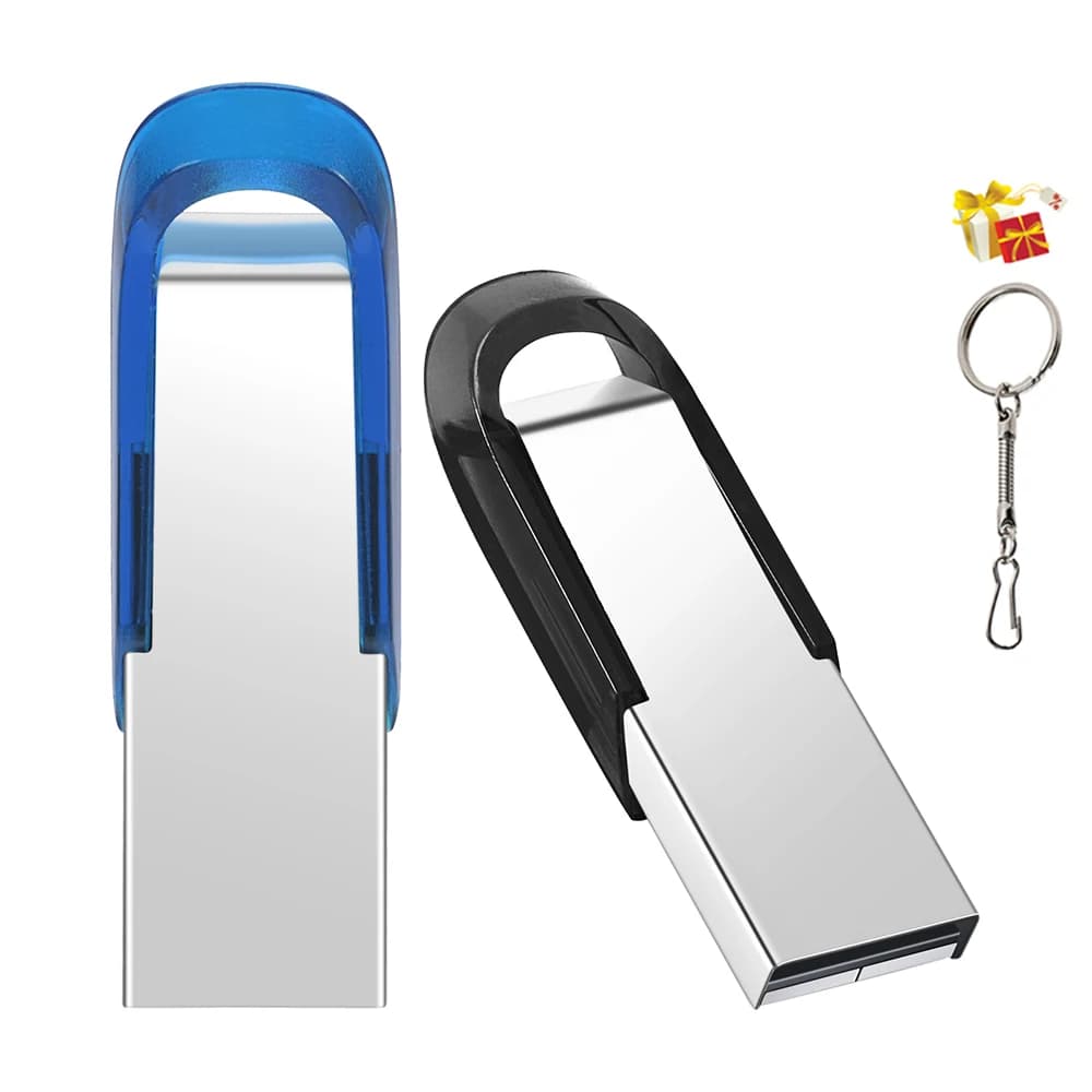 Chiavetta USB in metallo argentato Memory Stick da 128 GB Chiavetta USB ad alta velocità da 64 GB Portachiavi gratuito da 32 GB Disco U da 16 GB 8 GB 4 GB Blu Nero