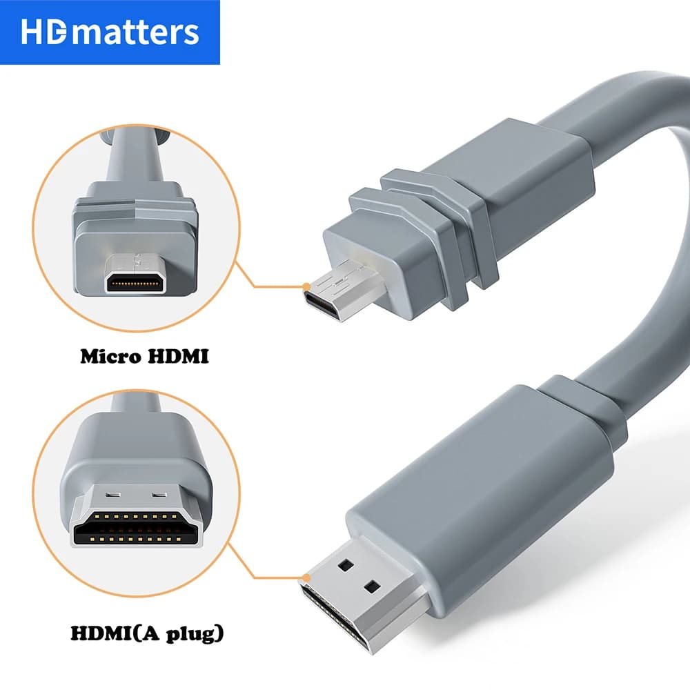 Micro HDMI Cable to HDMI 4K 60Hz Short HDMI to Micro HDMI adapter Cable for Gopro Hero Tablet Camera portable Screen Laptop