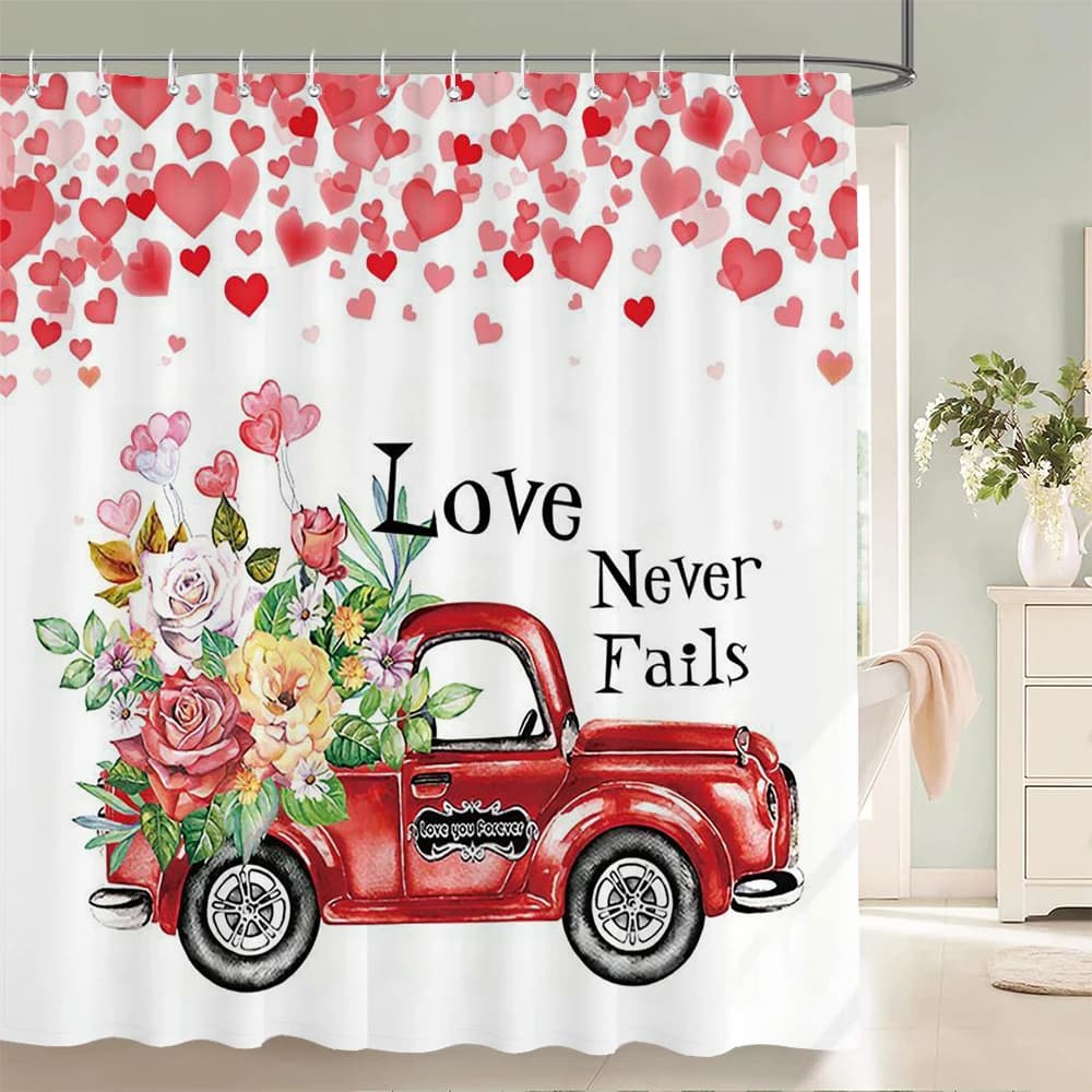 Retro Car Flowers Tenda da doccia Tende da bagno con ganci Cane Mucca Animale Decorazione in tessuto impermeabile Schermo da bagno con ganci