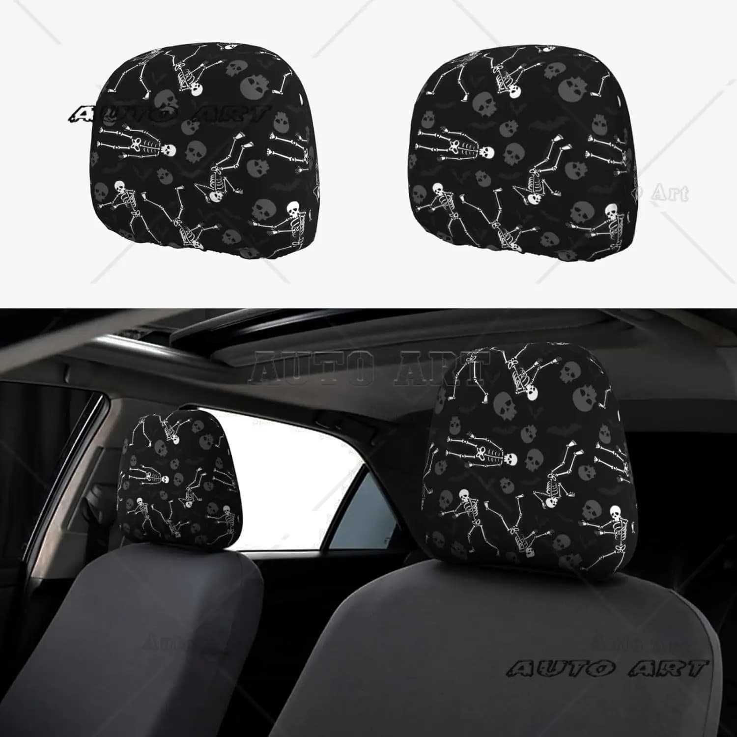 Halloween Cards Package of 2 Car Headrest Covers Car Seat Protector for car seat, vans, truck