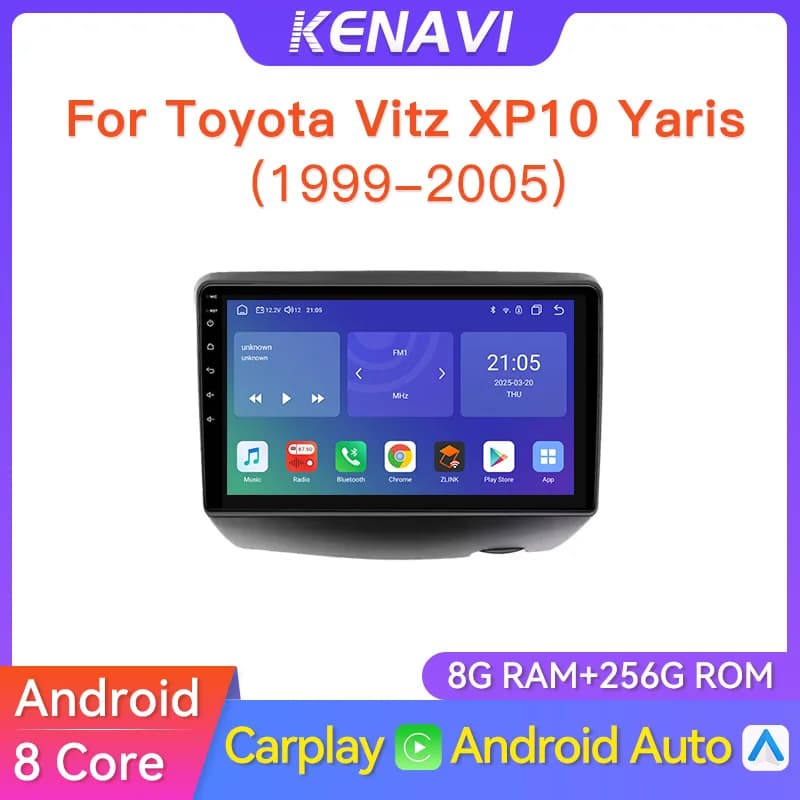 Autoradio Radio Lettore Multimediale Per Toyota Vitz XP10 Yaris Platz Echo 1999-2005 Navigazione GPS Carplay Android 2Din Unità Principale