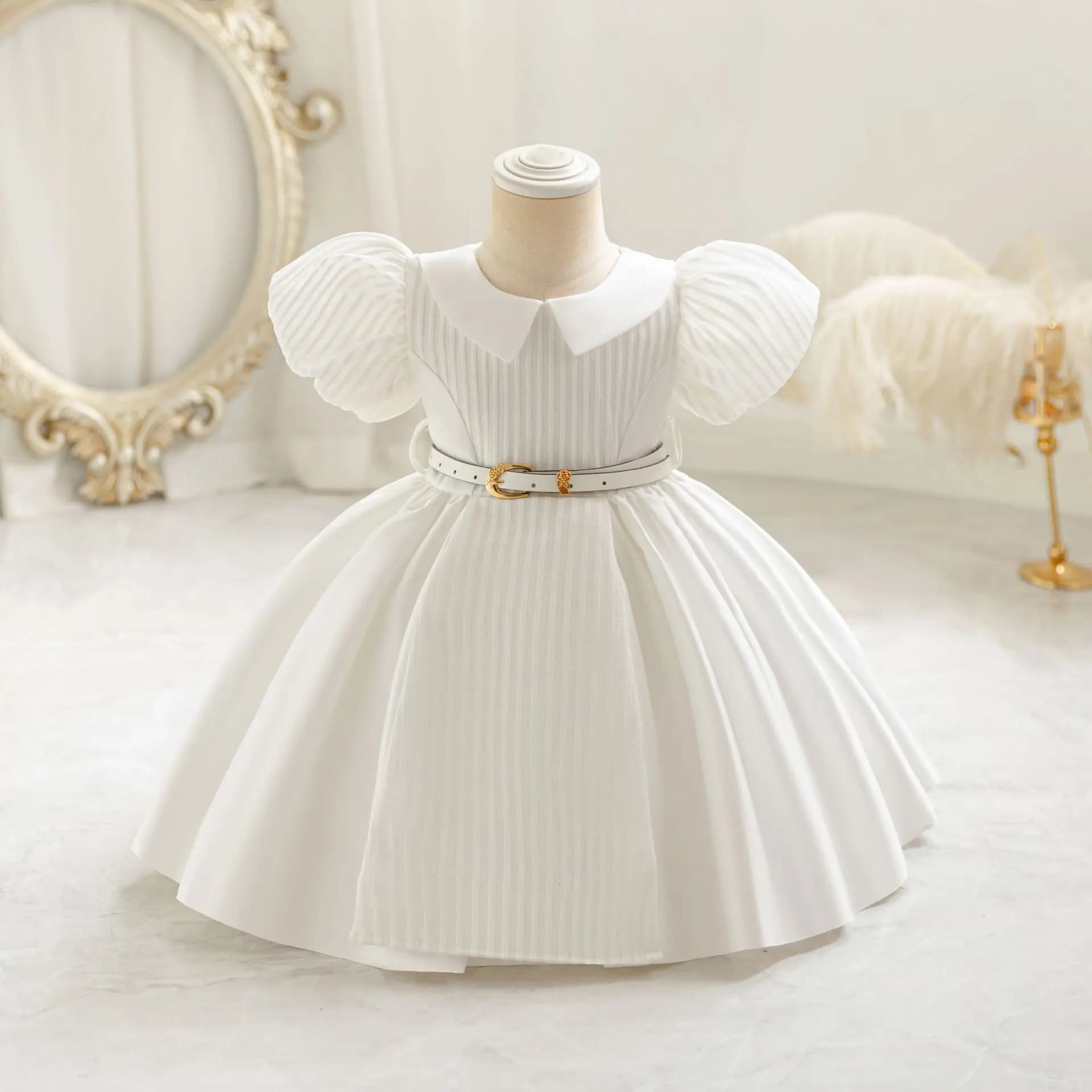 Abito da bambina 2025 Abito da principessa per bambini New Style, compleanno, abito elegante e dolce, con cintura inclusa
