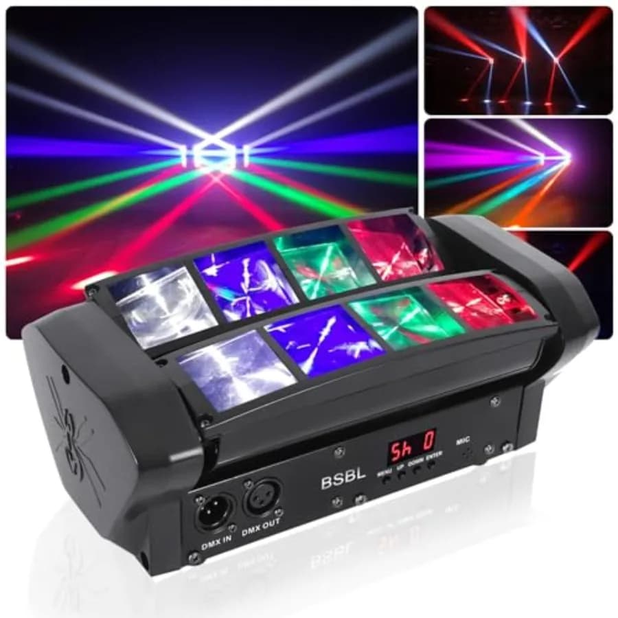 Faro mobile RGBW per DJ con LED a fascio, attivazione sonora e controllo DMX512 - Illuminazione scenica a LED per feste, eventi e club
