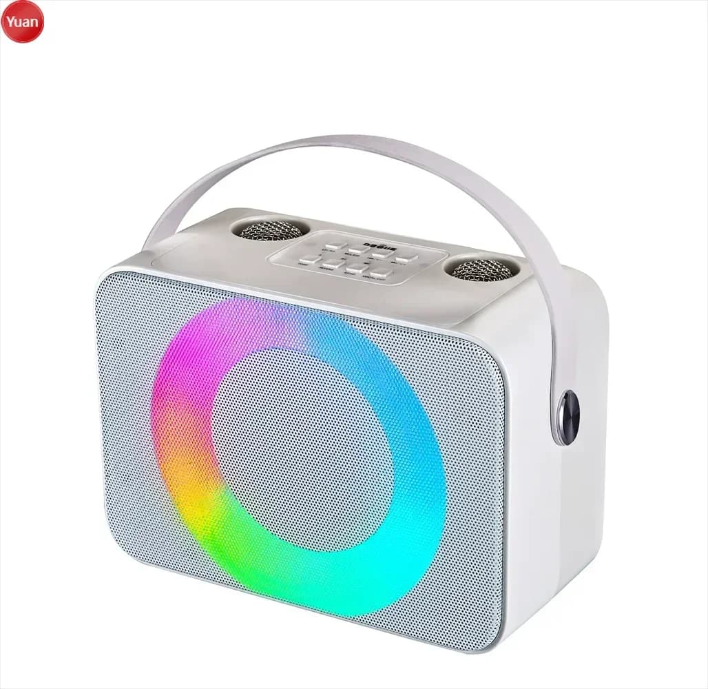 Macchina per karaoke wireless con doppio microfono - Altoparlante per microfono portatile portatile con luci a LED, ricaricabile per canto domestico/esterno