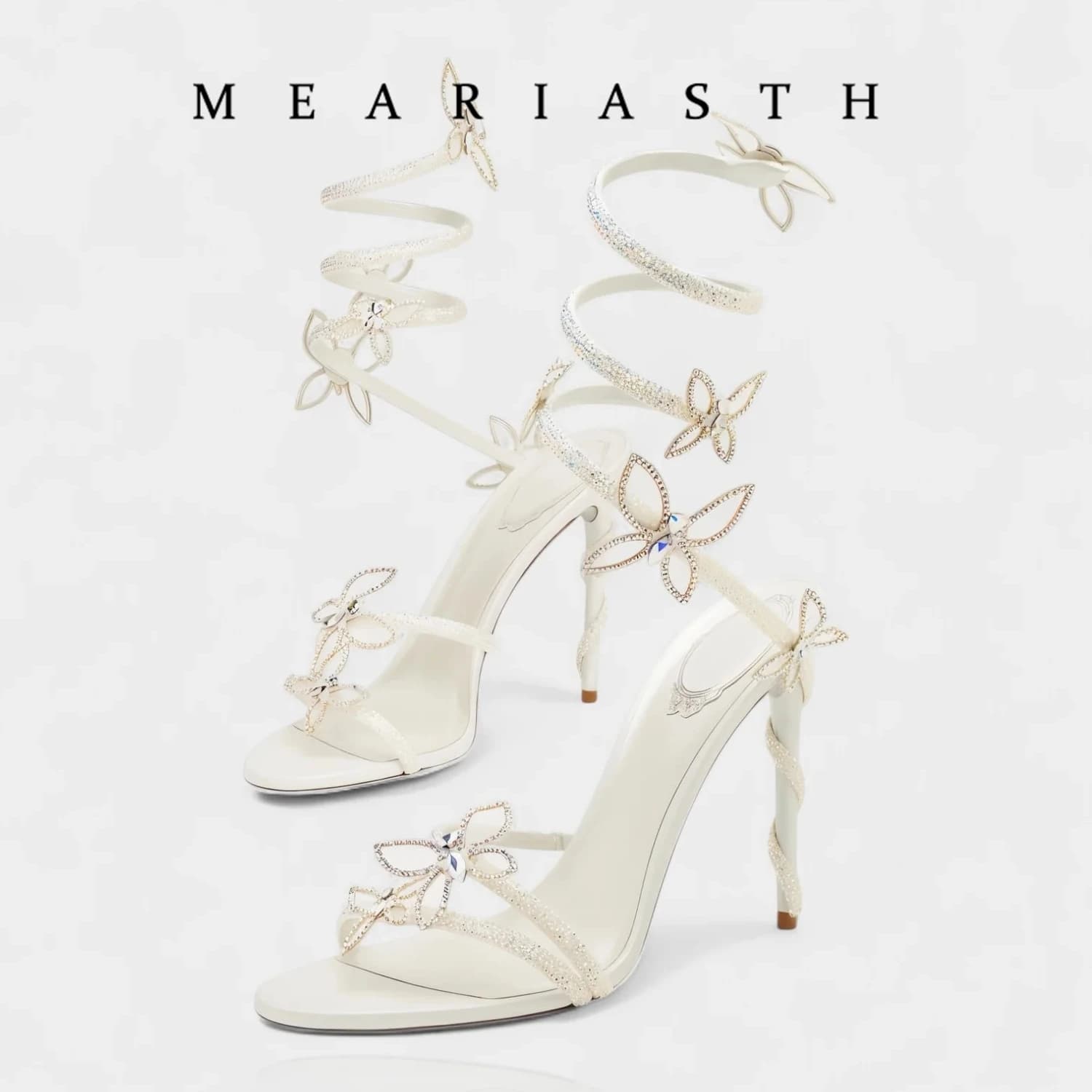 Sexy wedding shoes with crystals, gladiator sandals for women, elegant shoes with stiletto heel for parties, summer, with open tip, women's evening shoes.