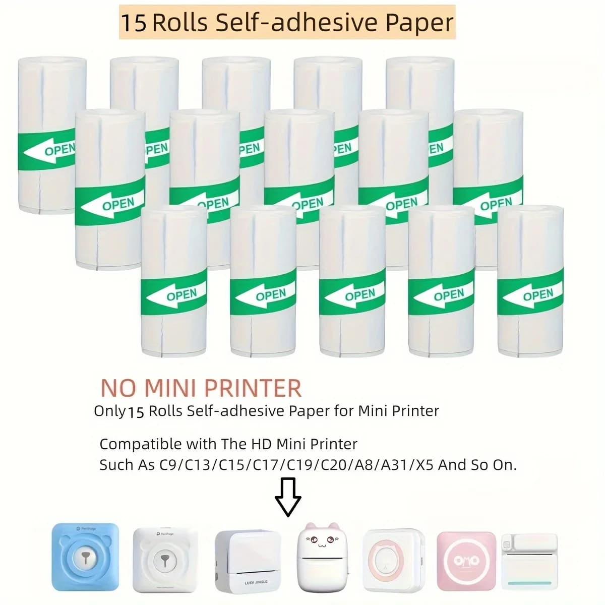 Carta termica MINI Stampa Etichetta adesiva autoadesiva per mini stampanti Pose Machine Adesivi per fotocamera per bambini Rotoli di larghezza 57 mm