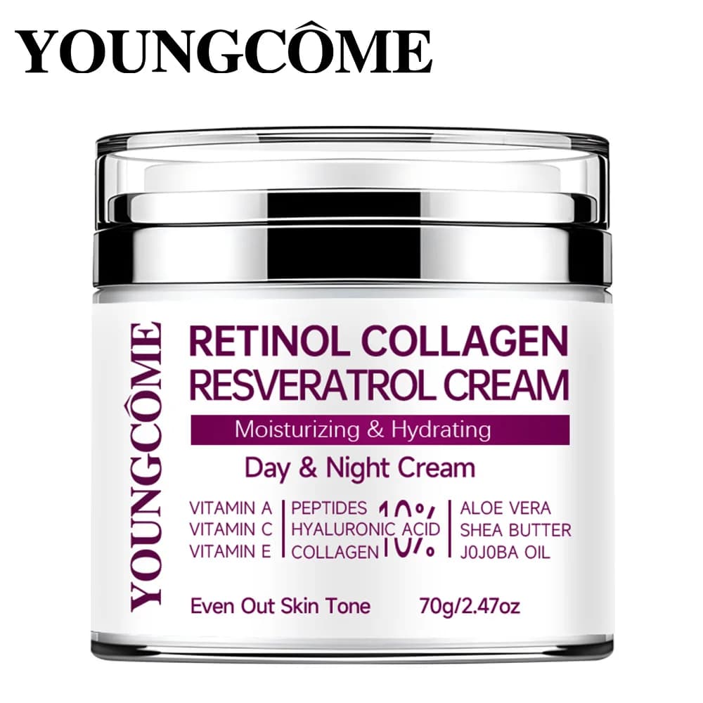 Cream Faced with Retinol, Collagen and Resveratrol, Hydrating Anti-Age, Reparator, Reduces Subtile Rugs, Skin Scratch