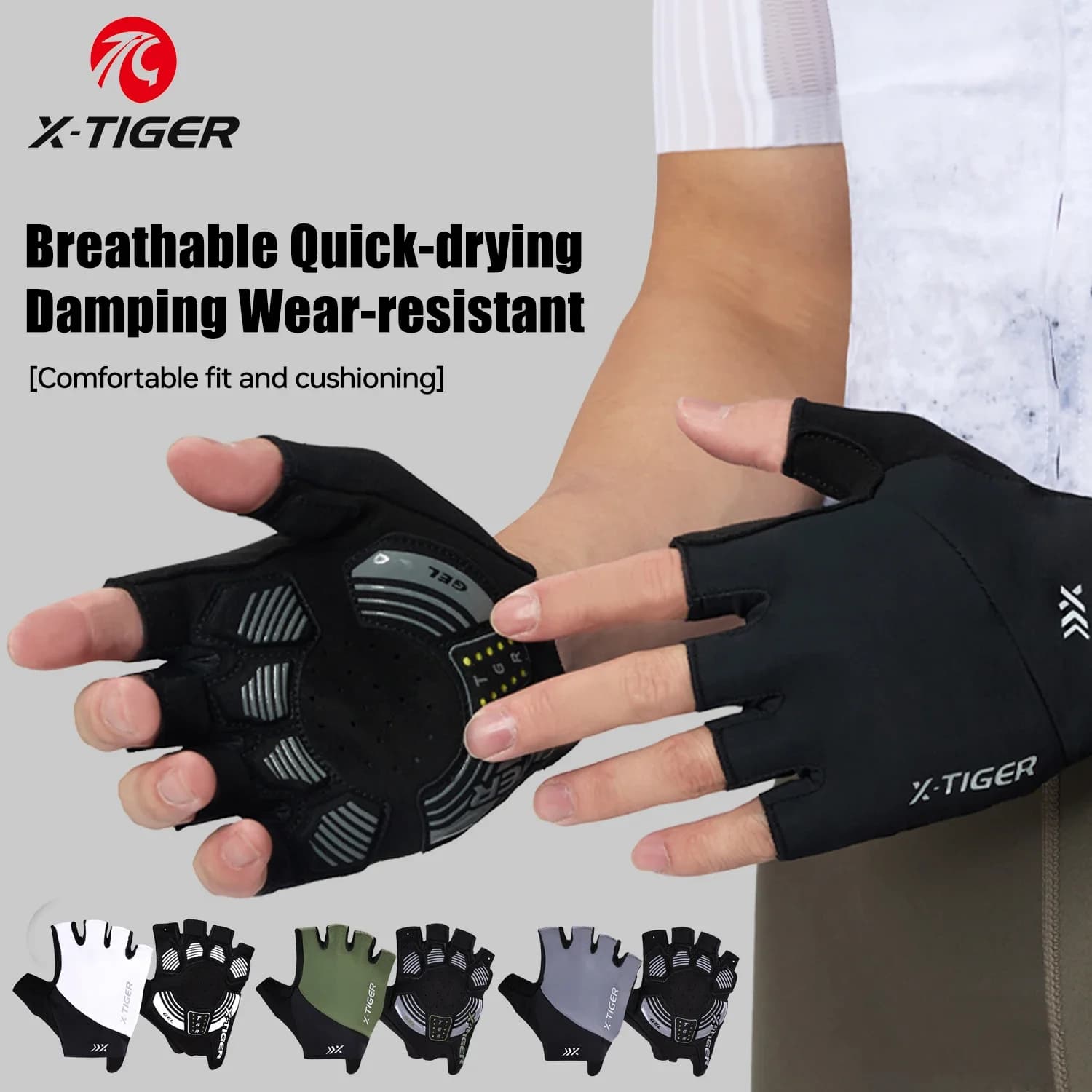 X-TIGER Cycling Gloves for Men and Women, Breathable and Ammortizer, Specials for MTB and Road Bikes, Anti-slip, Half-Date