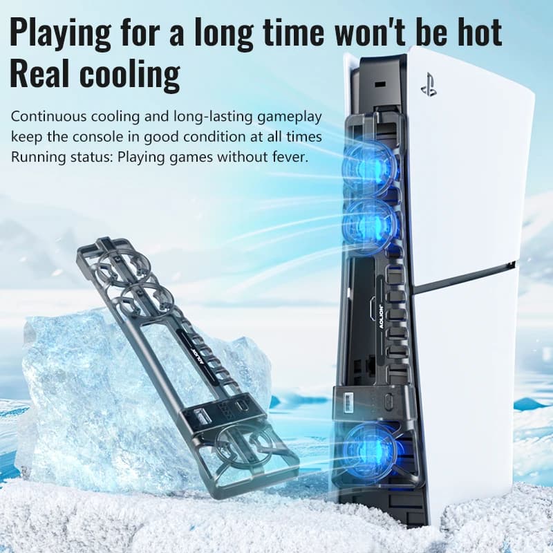 Per ventola di raffreddamento host PS5 SLIM/PS5 PRO, controllo intelligente della temperatura, tre livelli regolabili, ventola posteriore PS5 SLIM