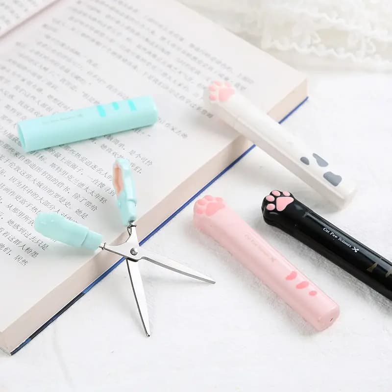 4Style Portable Folding Cat's Paw Scissors Stainless Steel Art Tool Multi-Function Pen-Shaped Scissors for Handbooks Office Use